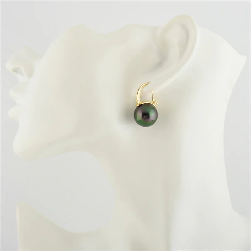 Black Pearl Earrings Available in White Champagne Grey Gold and Black Pearl Dangle Earrings