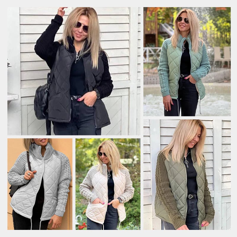 š„Womenās Knit Patchwork Puffy Jacketš§·