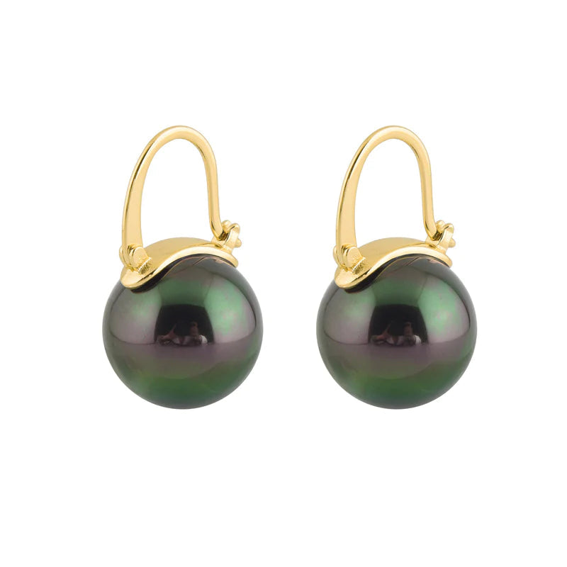 Black Pearl Earrings Available in White Champagne Grey Gold and Black Pearl Dangle Earrings