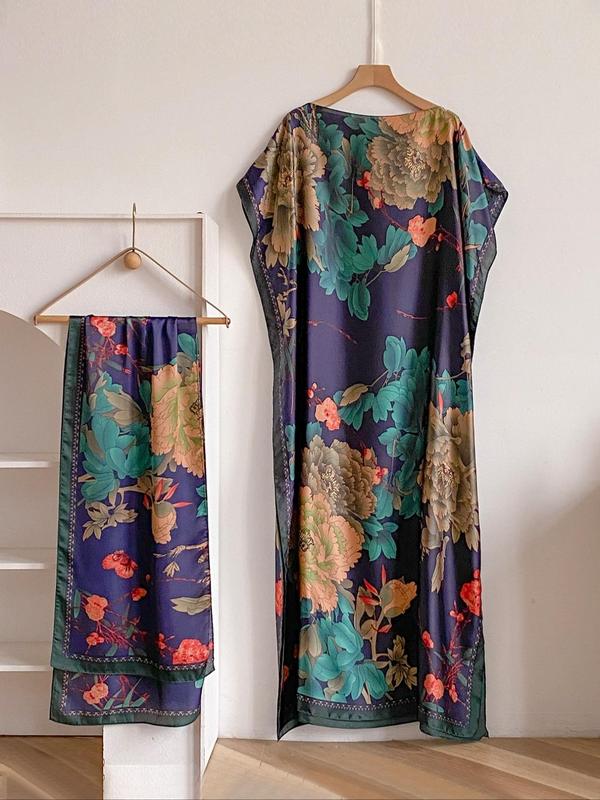 💥2025💥Women's Floral & Butterfly & Peacock Print Cape Shawl & Scarf Set