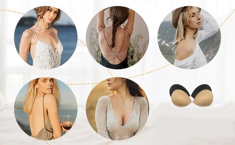 Self-adhesive invisible gathering of bras