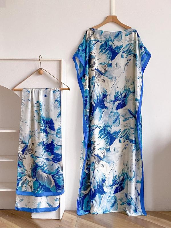 💥2025💥Women's Floral & Butterfly & Peacock Print Cape Shawl & Scarf Set