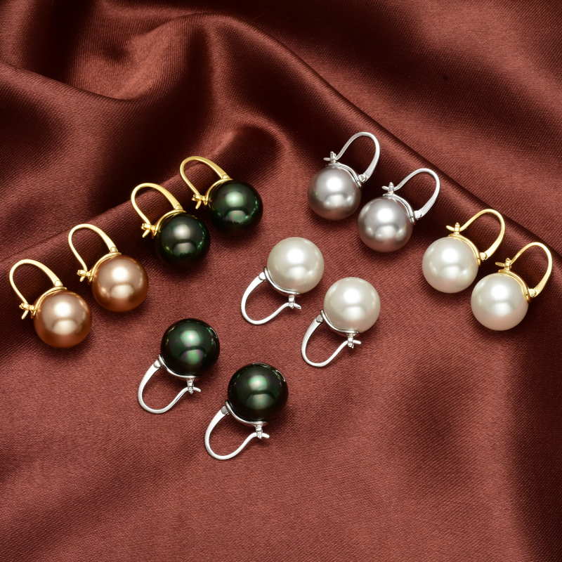 Black Pearl Earrings Available in White Champagne Grey Gold and Black Pearl Dangle Earrings
