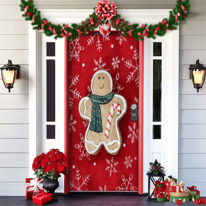 ππ2025 Christmas and Halloween front door decoration