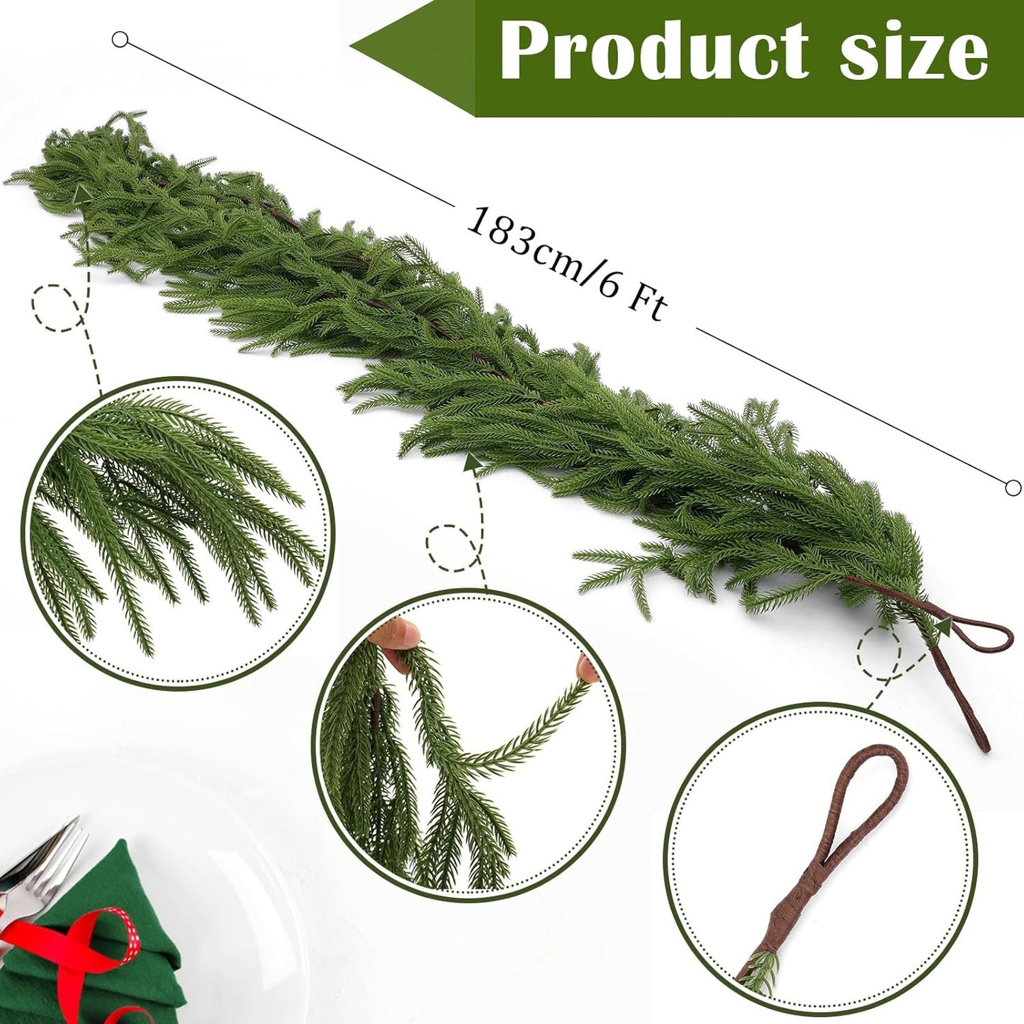 hambort™-✨Natural Christmas Greenery - Real Touch Norfolk Pine Garland