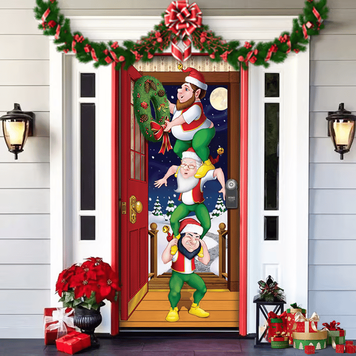 ππ2025 Christmas and Halloween front door decoration