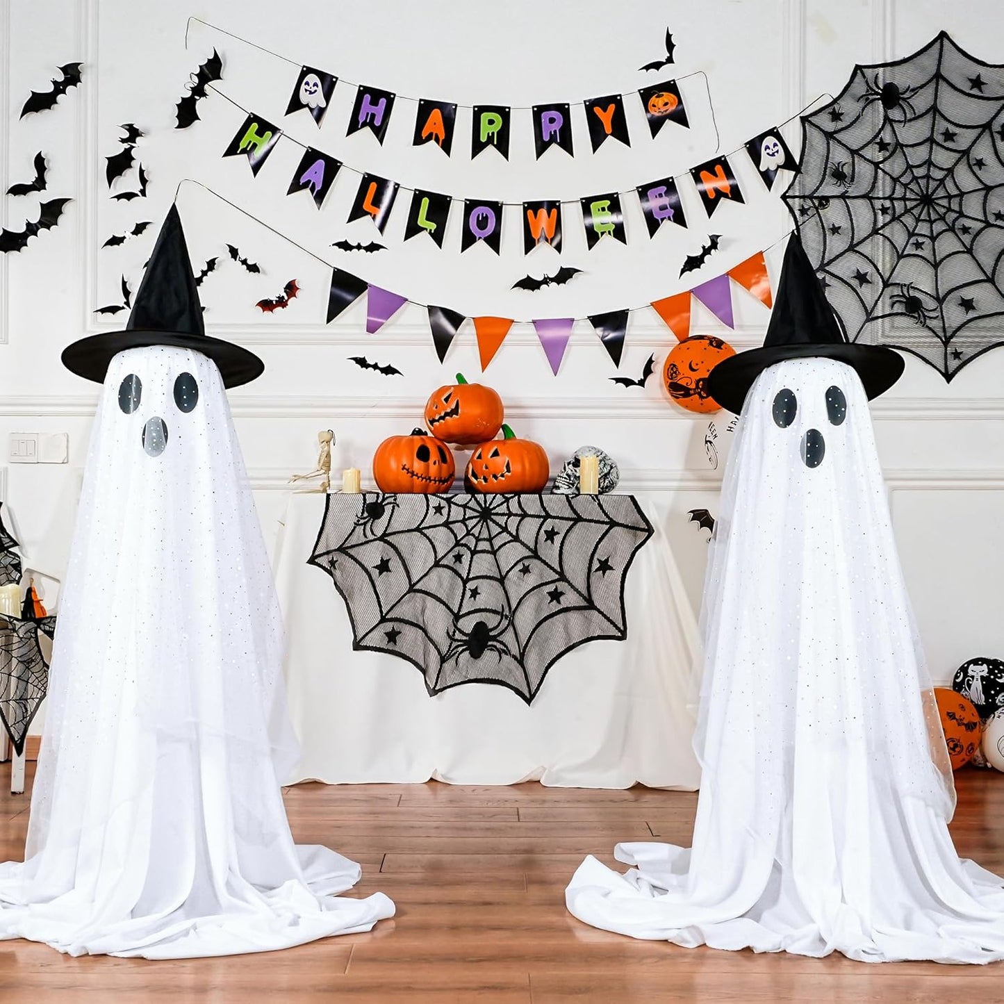(2 Packs) Halloween Spooky Ghost with String Lights