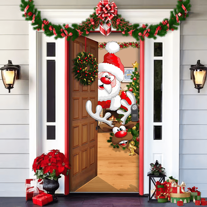 ππ2025 Christmas and Halloween front door decoration