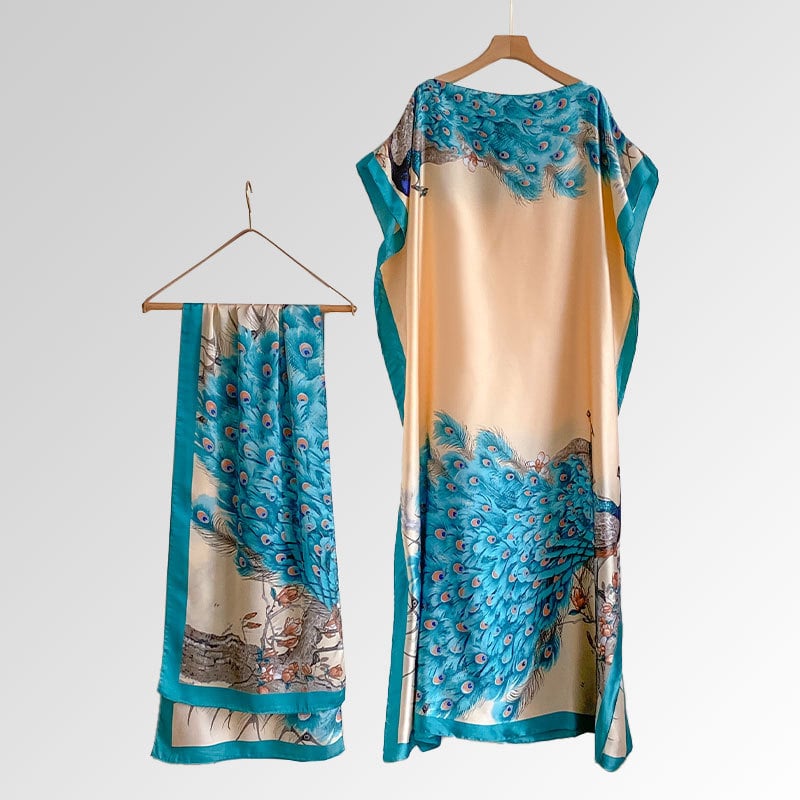 💥2025💥Women's Floral & Butterfly & Peacock Print Cape Shawl & Scarf Set