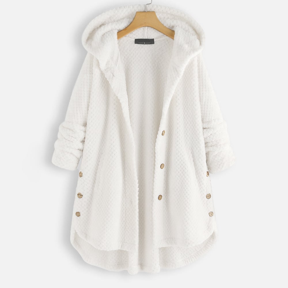 Women Vintage Solid Long Sleeve Hoodie Double Sided Fleece Coat