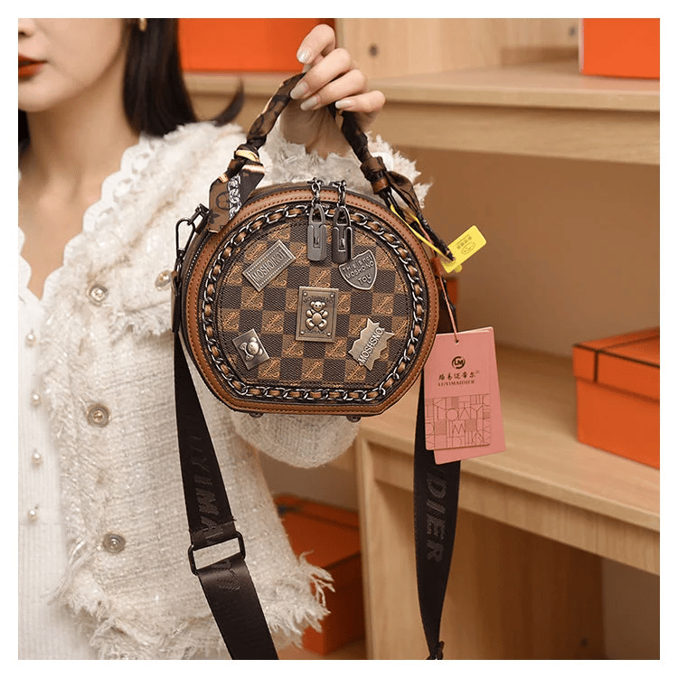 🔥 Promotion 70% OFF - Fashion Retro Bear Badge Print Leather Purse Handbags(Double Zipper)