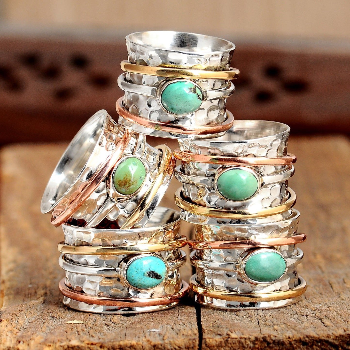 🔥 Promotion 49% OFF🎁Wide Band Two Tone Moonstone Spinner Ring
