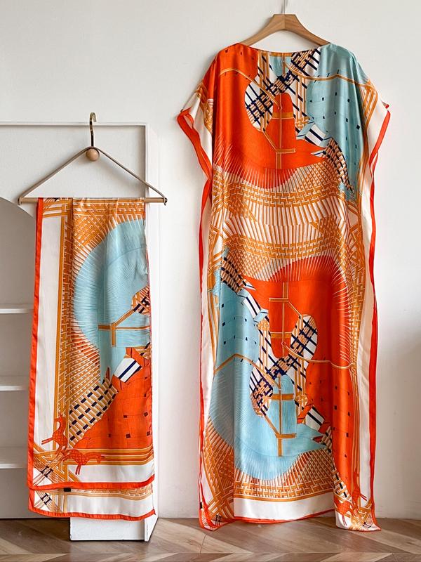 💥2025💥Women's Floral & Butterfly & Peacock Print Cape Shawl & Scarf Set