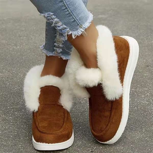 Minimalist Thermal Lined Faux Suede Snow Boots