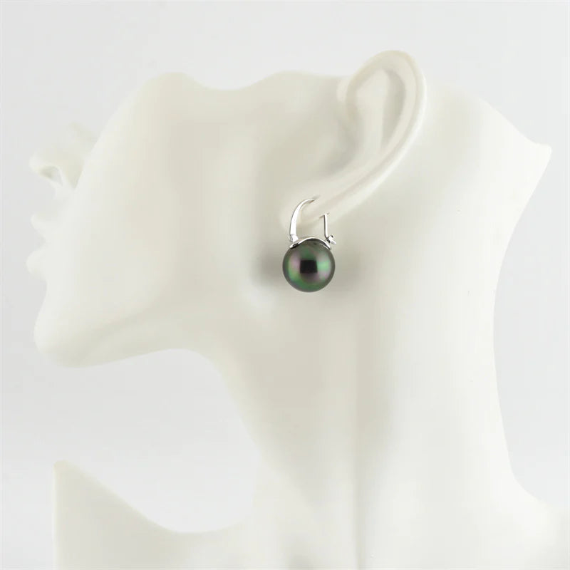 Black Pearl Earrings Available in White Champagne Grey Gold and Black Pearl Dangle Earrings