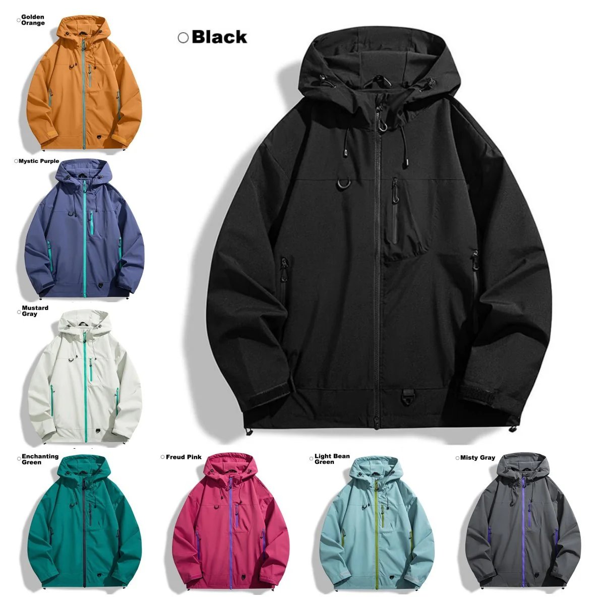 🍁🧥New Outdoor Hooded Couples' Mountain Climbing Jacket🍂Spring & Autumn Windproof Waterproof Breathable Stylish Plain Jacket