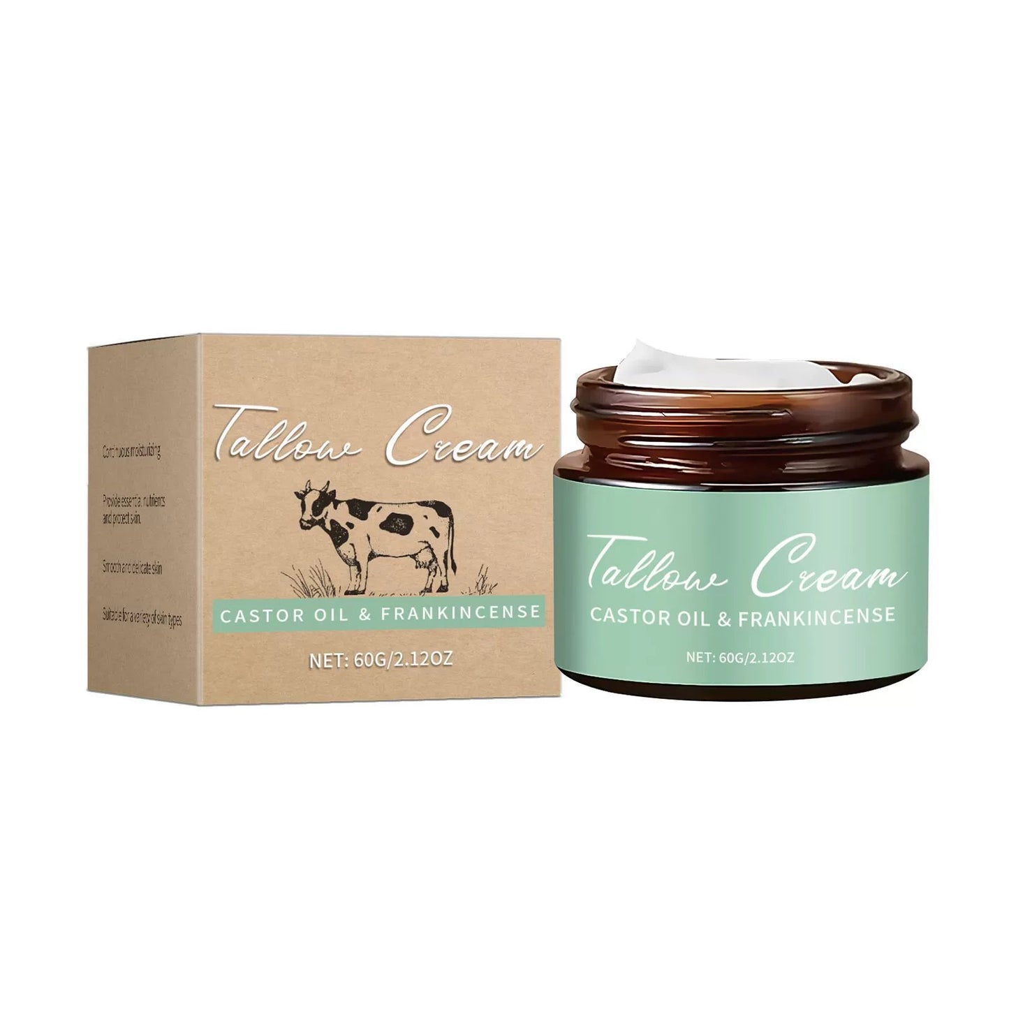 🌿 Organic Whipped Tallow Balm with Castor Oil & Frankincense for Natural Skincare & Moisturizing ✨