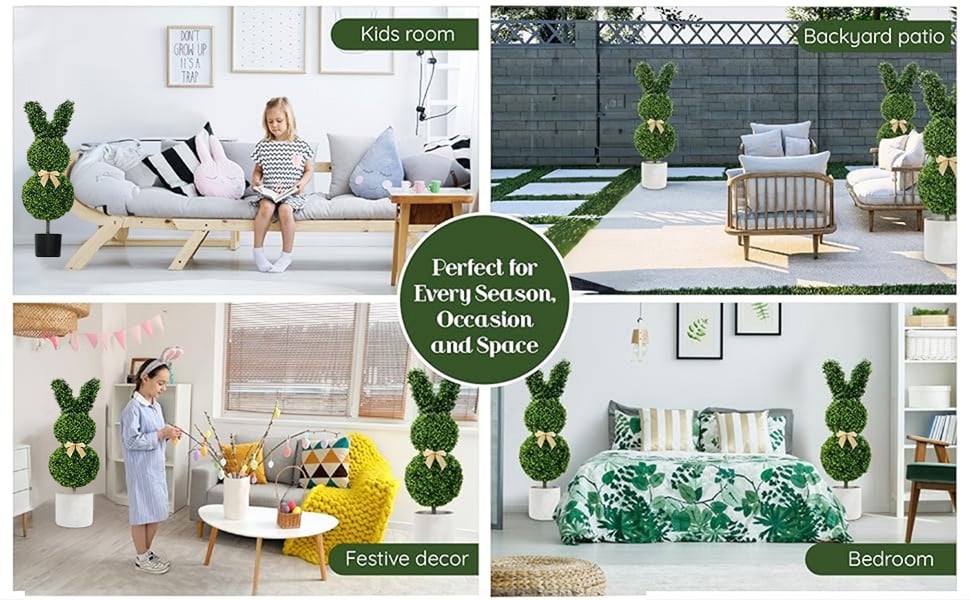 Outdoor Artificial Turf Bunny-Shaped Topiary Tree