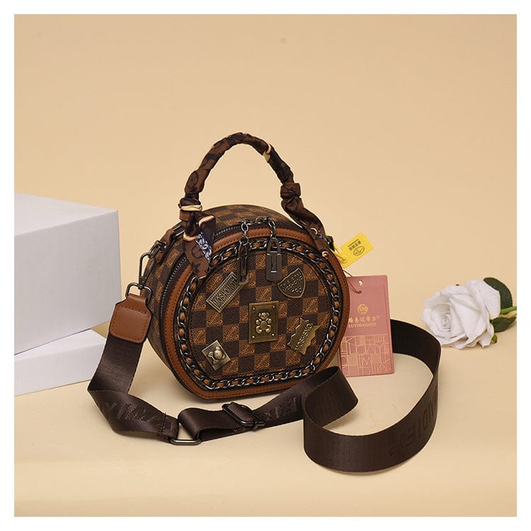 🔥 Promotion 70% OFF - Fashion Retro Bear Badge Print Leather Purse Handbags(Double Zipper)
