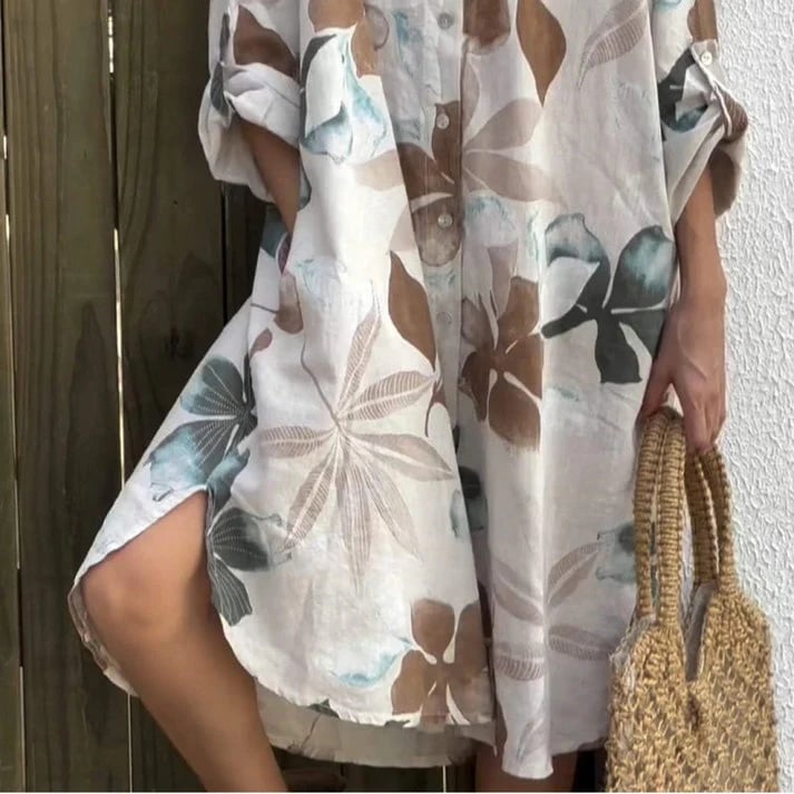 🌴Zomerspecials🌴Comfortable, loose, printed overshirt dress for ladies