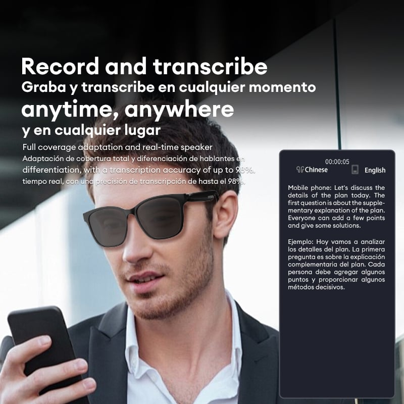 Last Day Promotion 49% OFF🔥- HY-C8 AI Wireless Bluetooth Translation Glasses