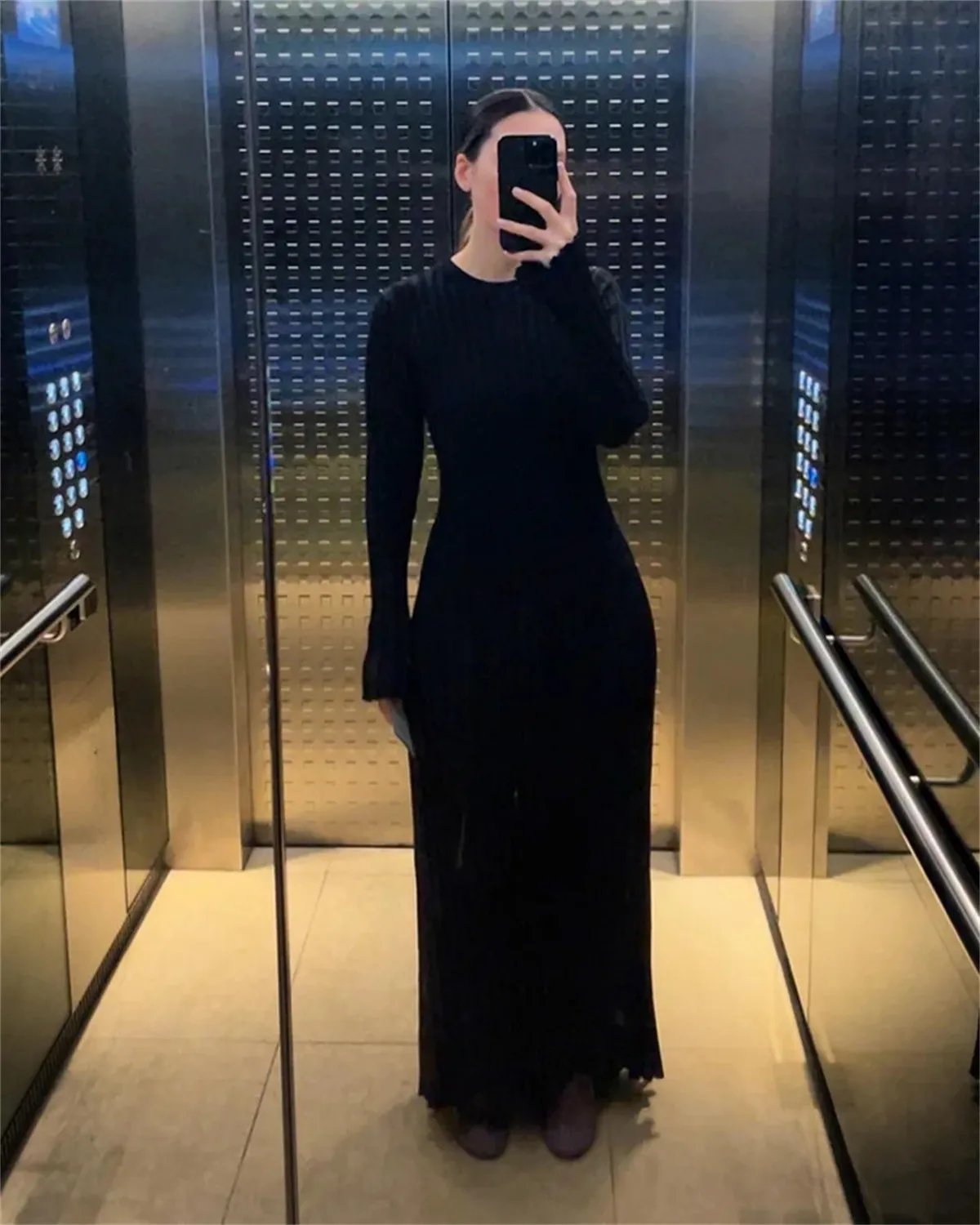 2025 Fall New Sleeved Knit Midi Dress(Buy 2 Free Shipping)