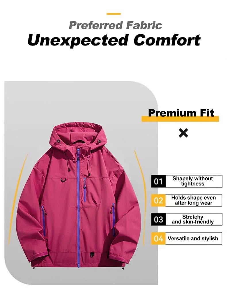 🍁🧥New Outdoor Hooded Couples' Mountain Climbing Jacket🍂Spring & Autumn Windproof Waterproof Breathable Stylish Plain Jacket