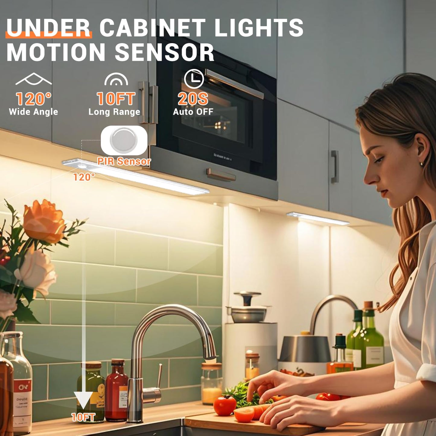 🔥76LED Rechargeable Motion Sensor Under Cabinet Lights