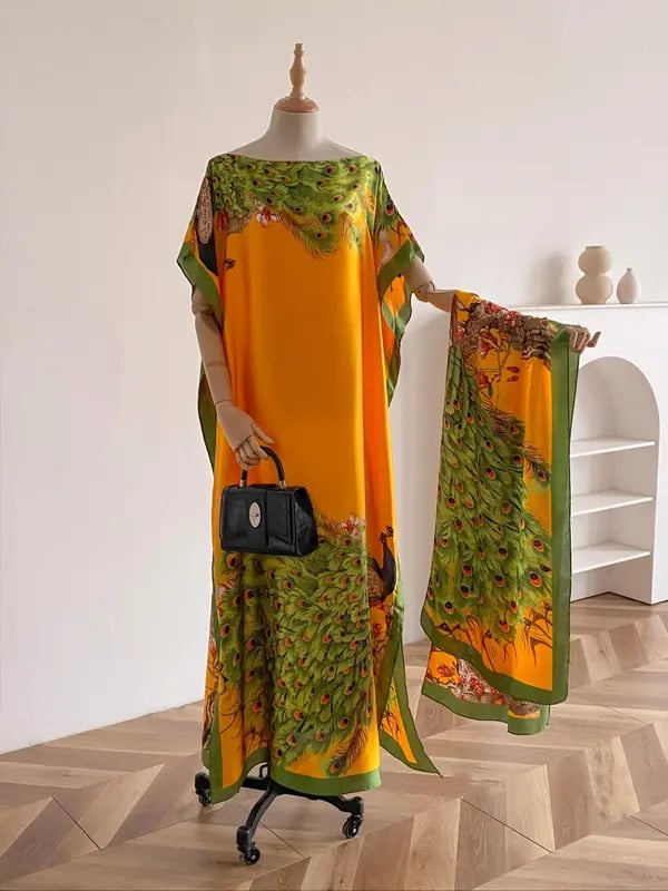 💥2025💥Women's Floral & Butterfly & Peacock Print Cape Shawl & Scarf Set