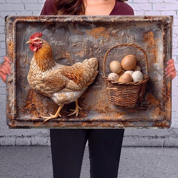 hambort™-Vintage Chicken & Fresh Eggs Metal Sign