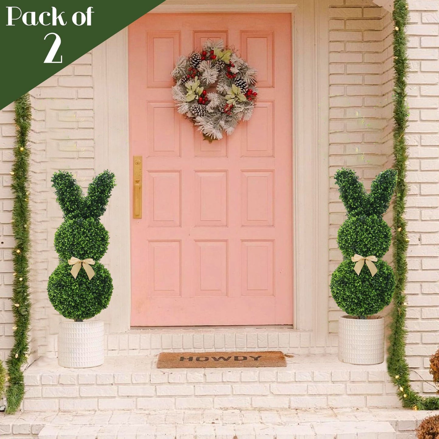 Outdoor Artificial Turf Bunny-Shaped Topiary Tree