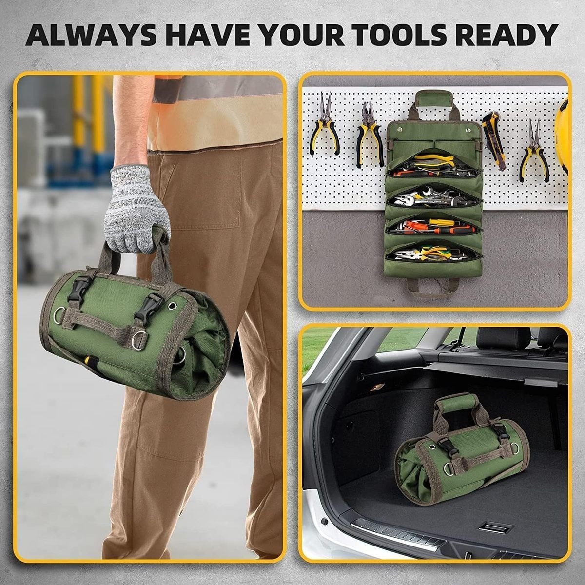 🔥Portable Foldable Tool Storage Bag, Roll Up Tool Bag