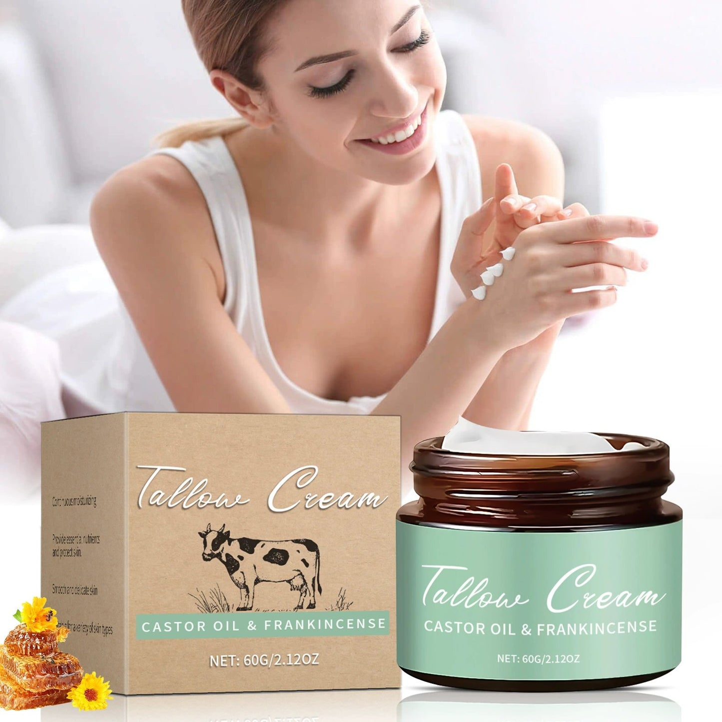 🌿 Organic Whipped Tallow Balm with Castor Oil & Frankincense for Natural Skincare & Moisturizing ✨