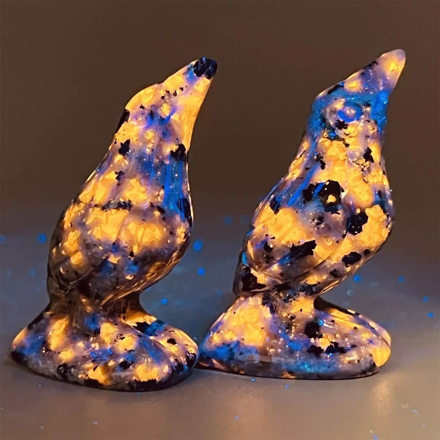 Natural Emberlite Crow Statue Handcrafted
