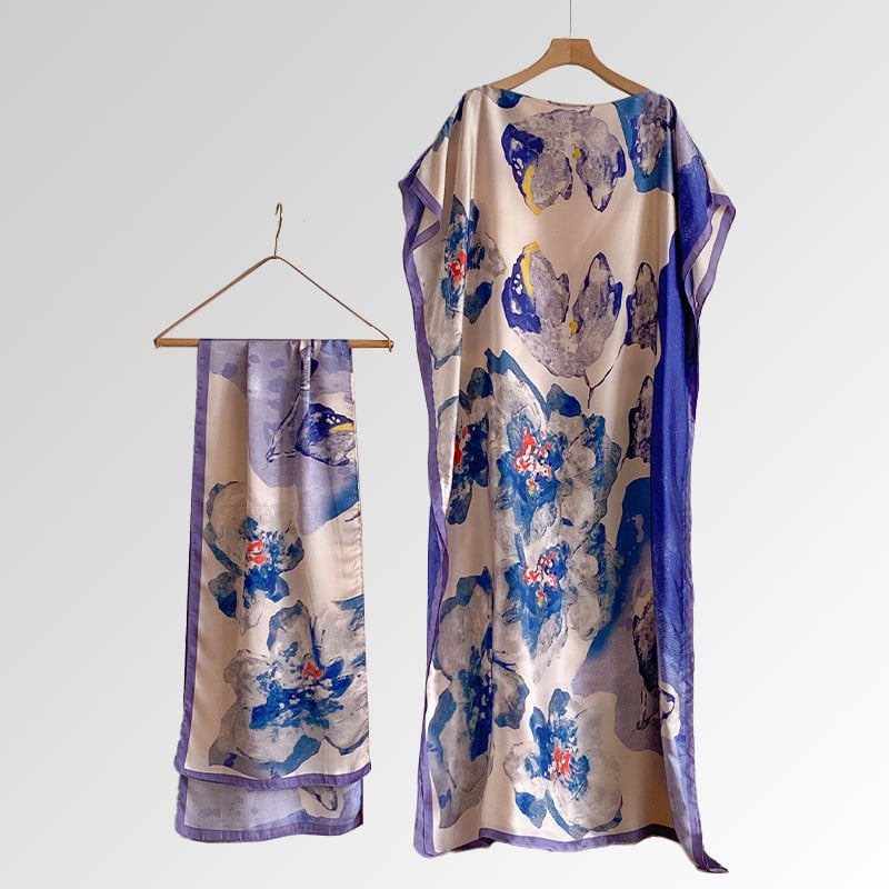 💥2025💥Women's Floral & Butterfly & Peacock Print Cape Shawl & Scarf Set