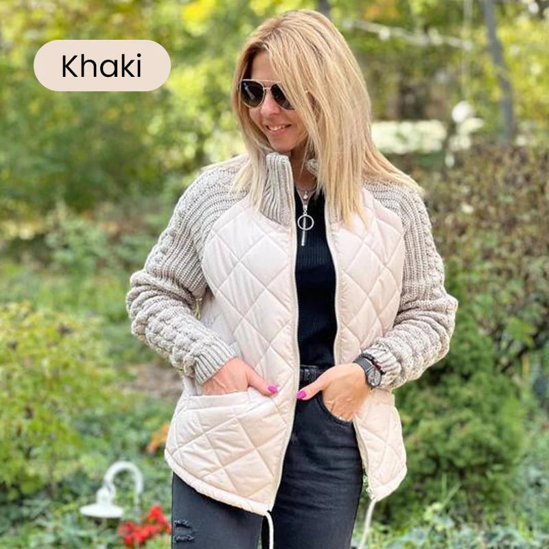 š„Womenās Knit Patchwork Puffy Jacketš§·
