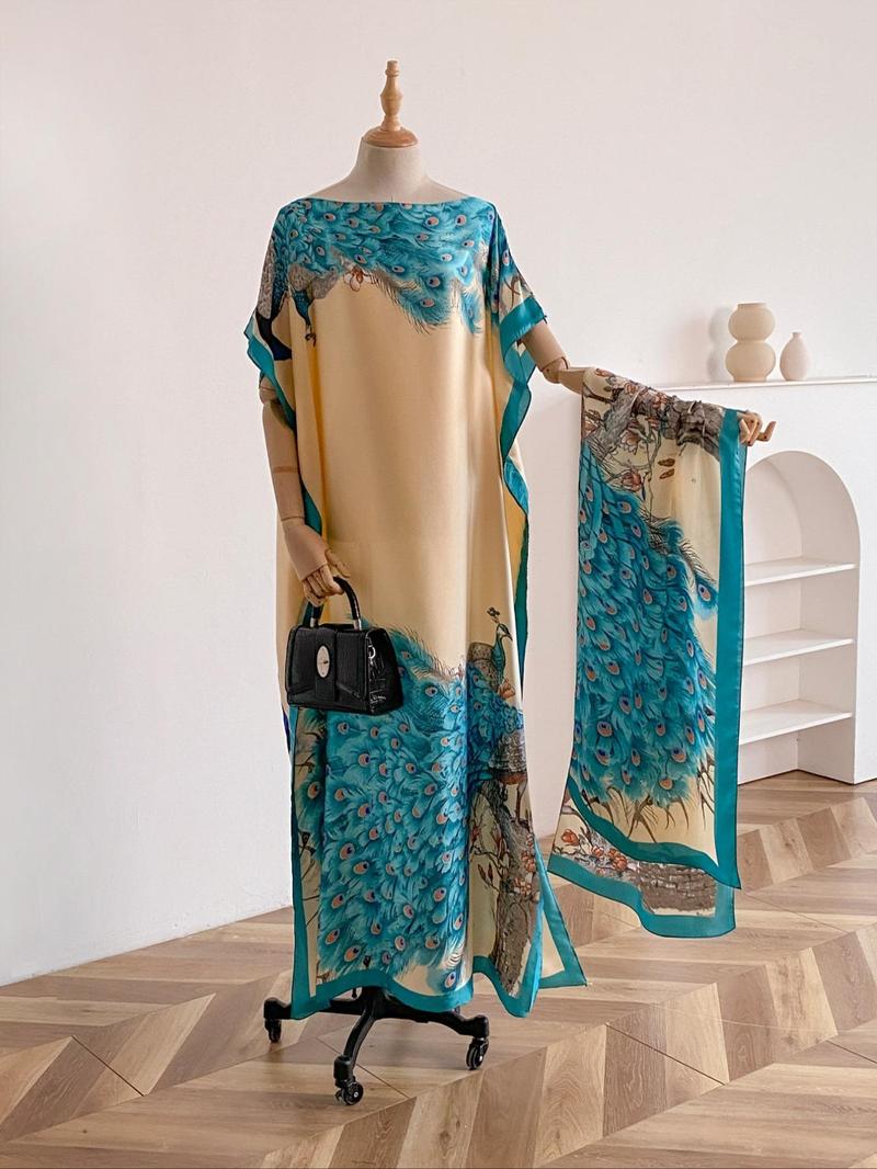 💥2025💥Women's Floral & Butterfly & Peacock Print Cape Shawl & Scarf Set