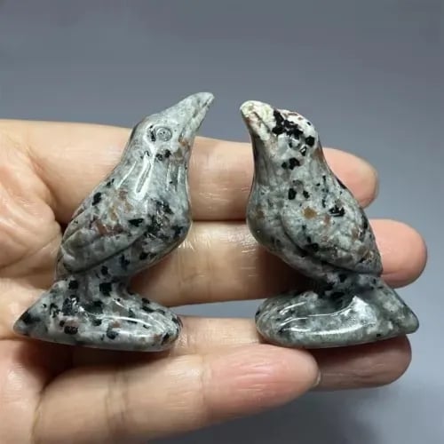 Natural Emberlite Crow Statue Handcrafted