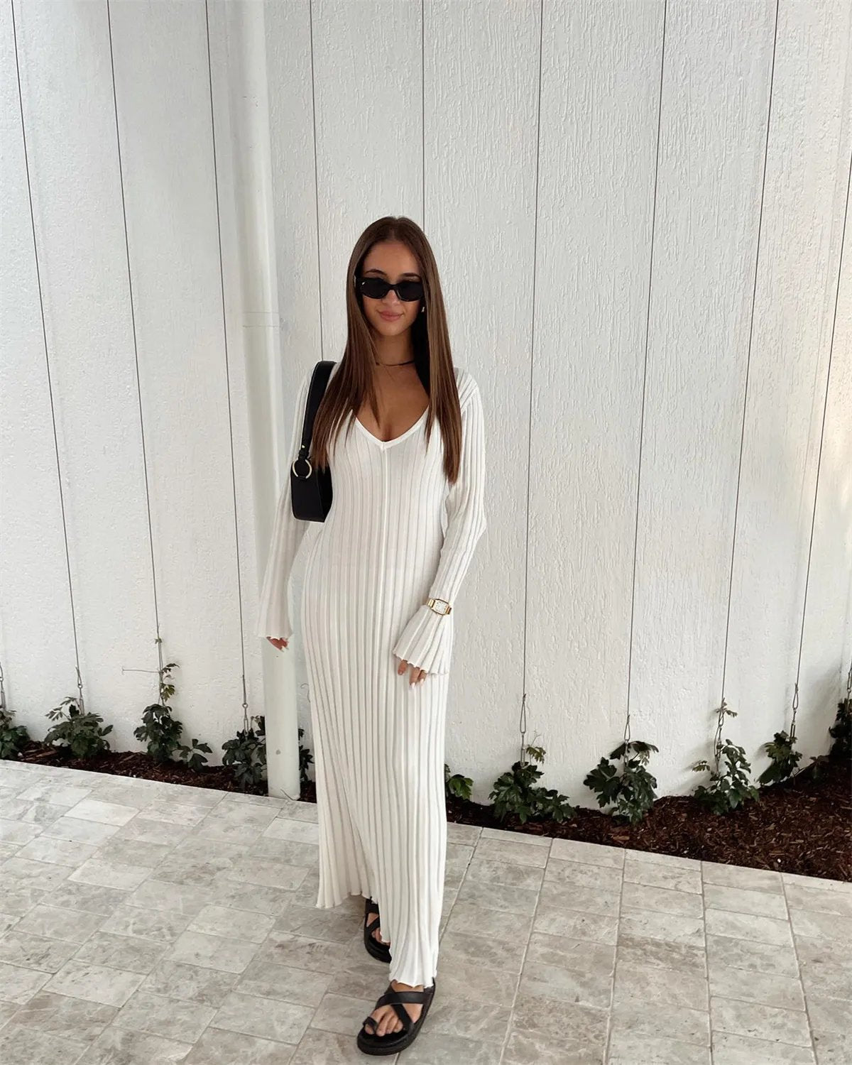 2025 Fall New Sleeved Knit Midi Dress(Buy 2 Free Shipping)