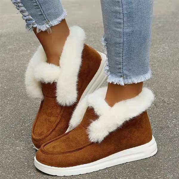 Minimalist Thermal Lined Faux Suede Snow Boots