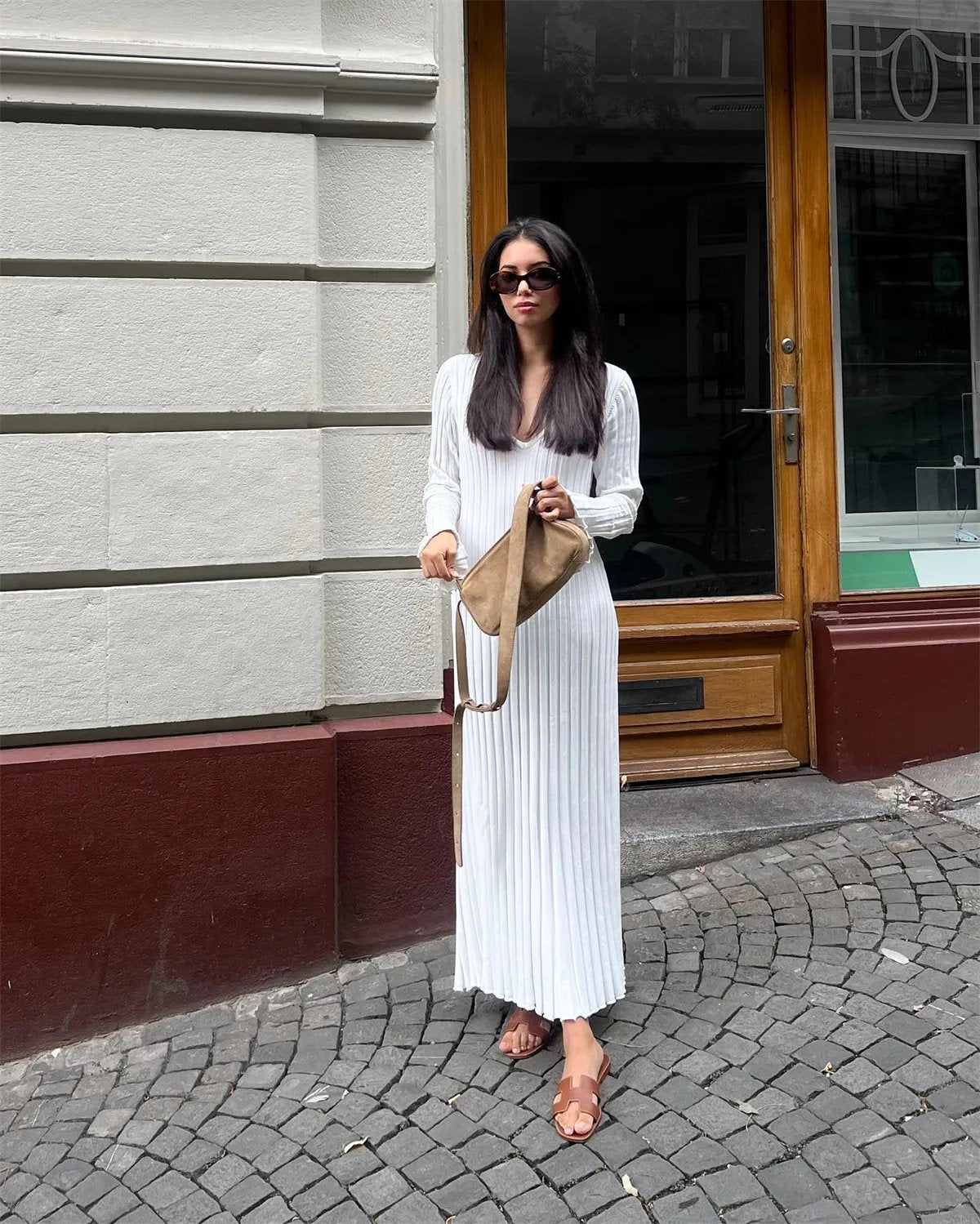 2025 Fall New Sleeved Knit Midi Dress(Buy 2 Free Shipping)