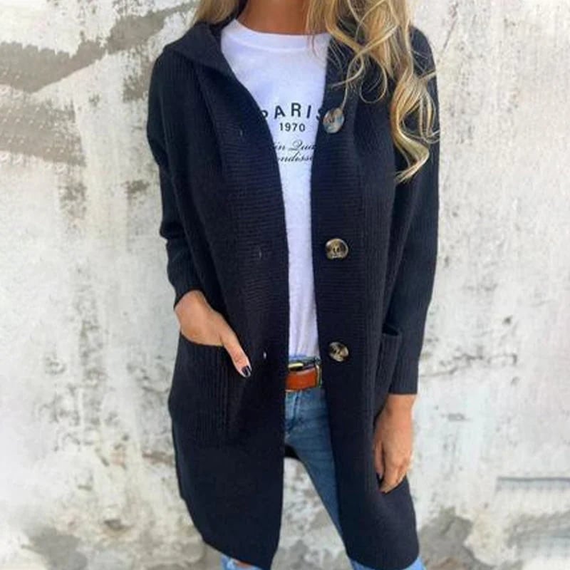 💓Button-down cardigan with hood for women