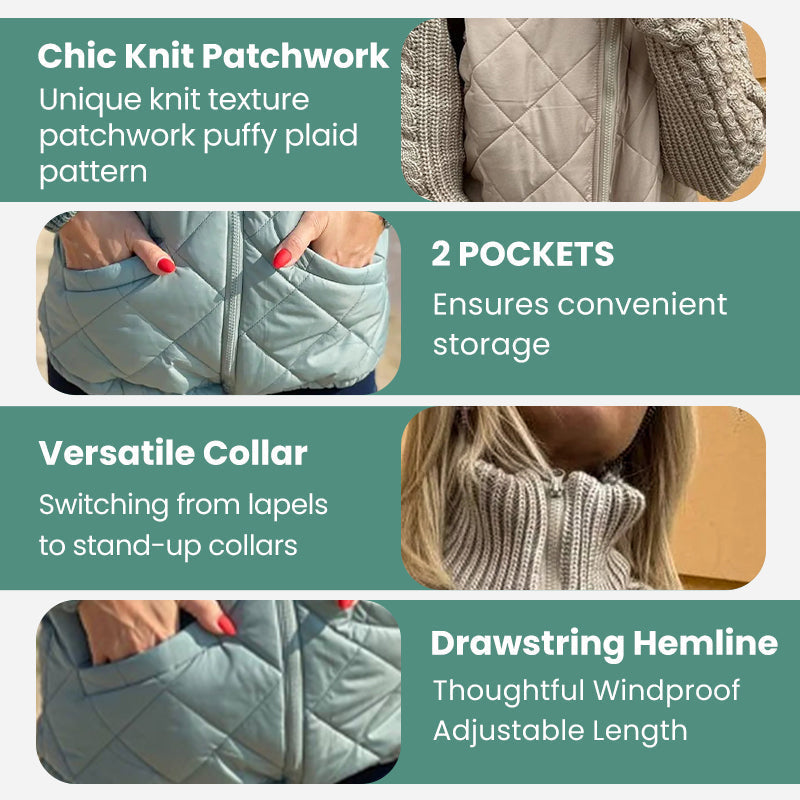🎁 Hot Sale 49% OFF 🔥2025 New Women's Knit Patchwork Puffy Jacket