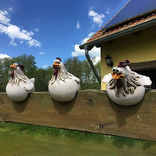 Funny Chicken Garden Fence Decoration