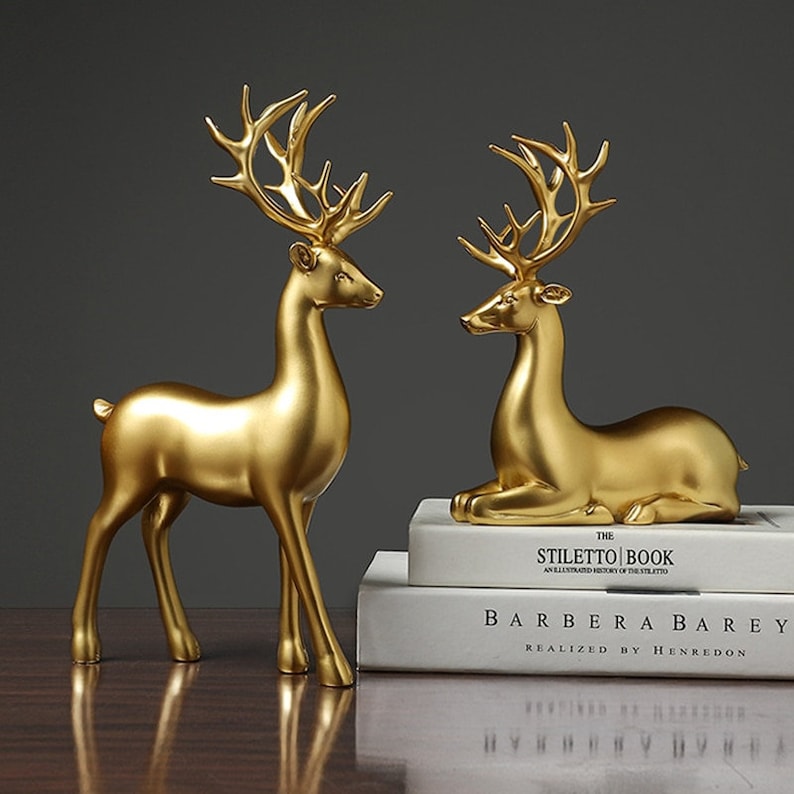 hambort™-Golden Couple Deer Figurines