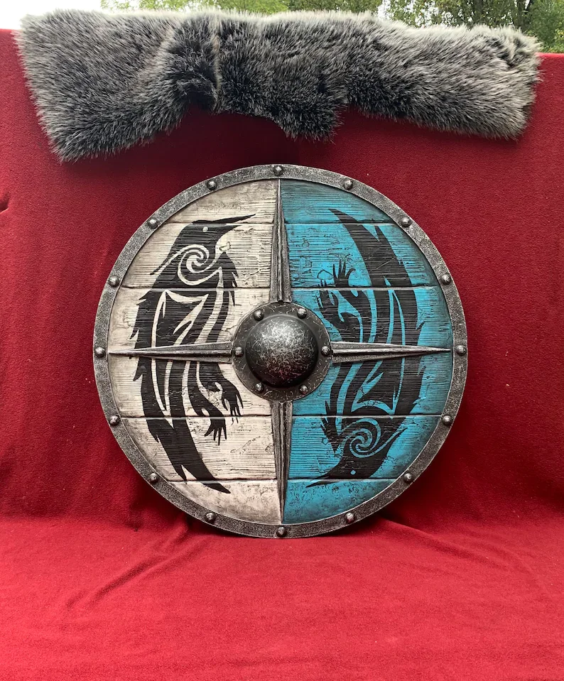 hambort™-Eivor Valhalla Raven Battle Damaged Viking Wooden Shield 30CM