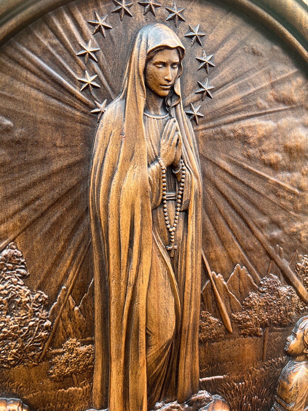 hambort™-Our Lady of Fatima wood carving decoration