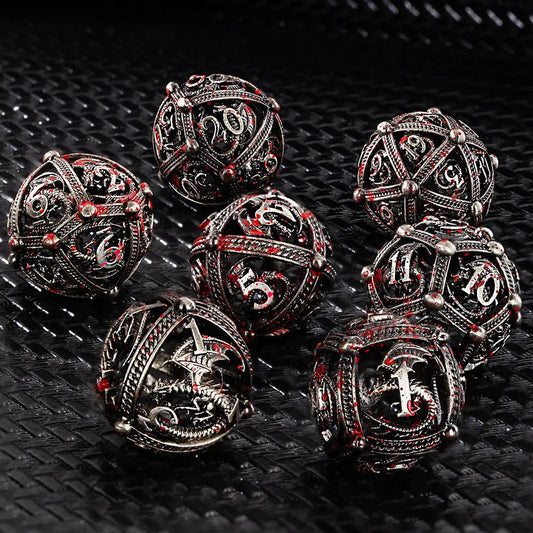 hambort™-Spray Blood Dragon Metal Polyhedral Hollow Dice Set