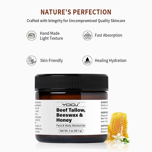 🎅Beef Tallow Beeswax and Honey Face Moisturizer - Handmade All-Natural Moisturizer