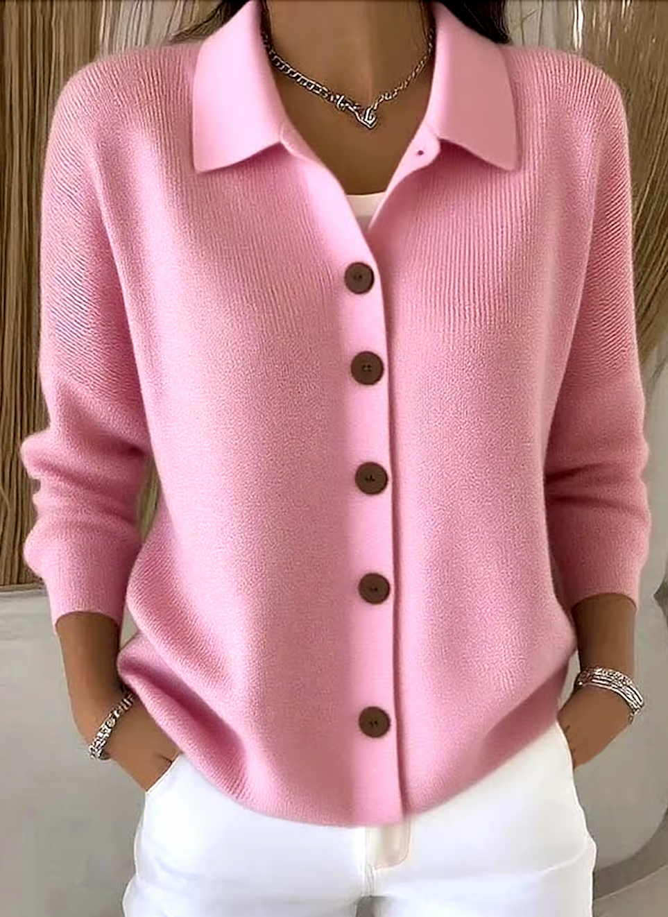 Women Plain Long Sleeve Shawl Collar Casual Spring/Fall Cardigan Outerwear